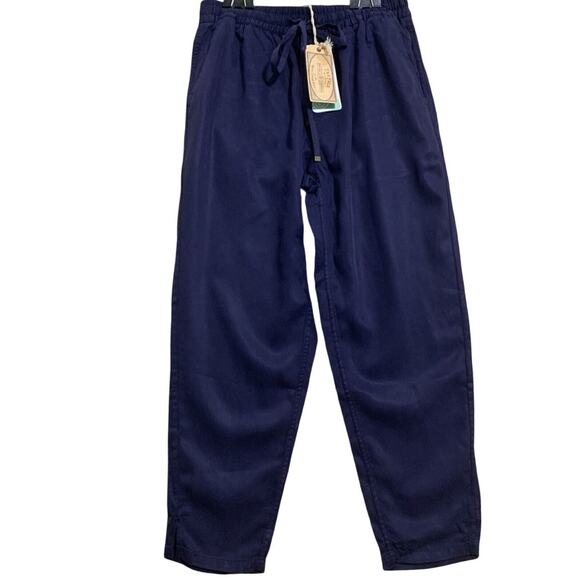 FAT FACE PERTH Navy Indigo Blue Tapered TENCEL Lyocell Trousers Sz 2 NWT - Picture 1 of 13